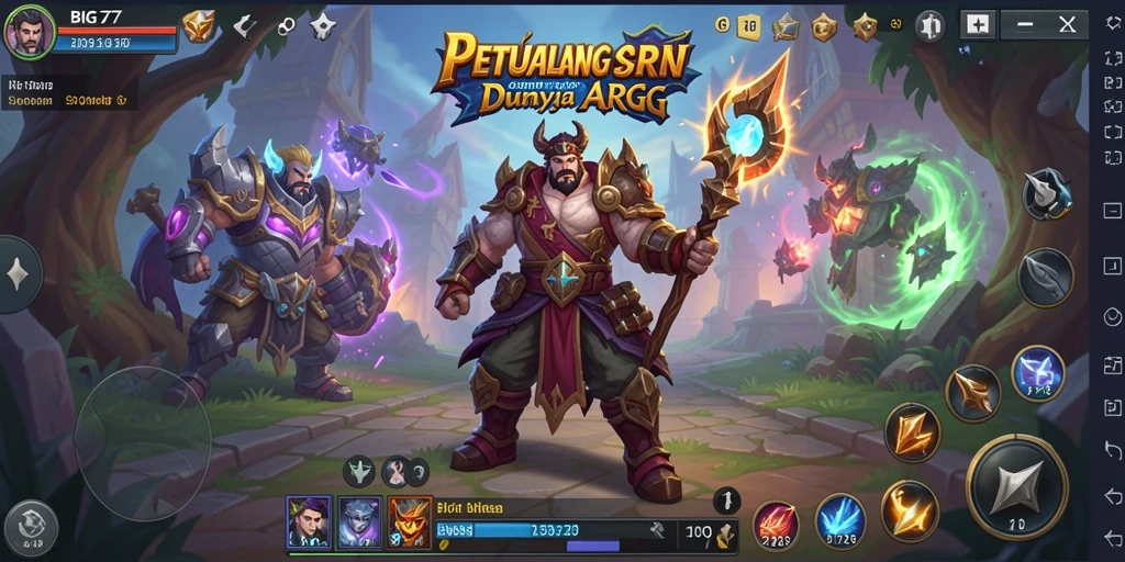 Tampilan gameplay dinamis dan seru dalam BIG77, menampilkan pertarungan yang menarik.