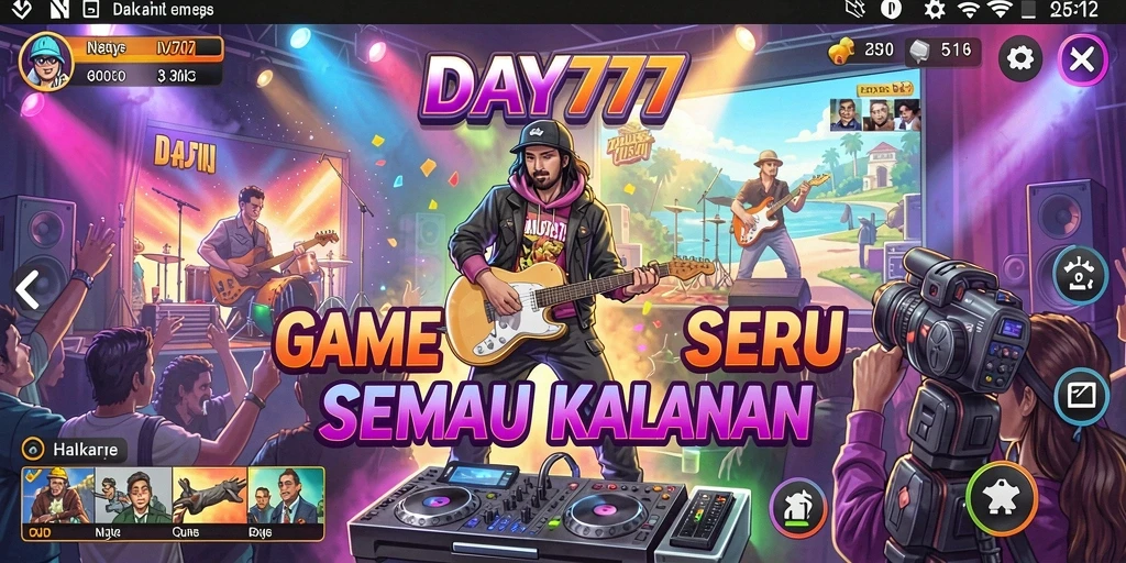 Tampilan gameplay DAY777 yang menarik dan penuh warna.