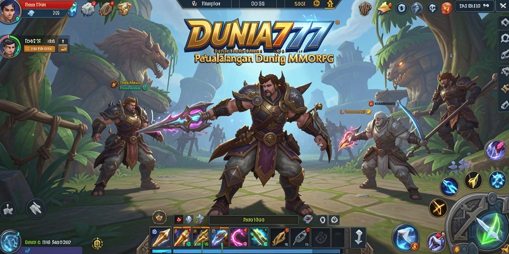 Tampilan gameplay DUNIA777 dengan aksi pertempuran seru.
