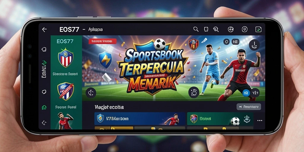 Tangkapan layar utama EOS77 menampilkan fitur taruhan olahraga yang menarik.