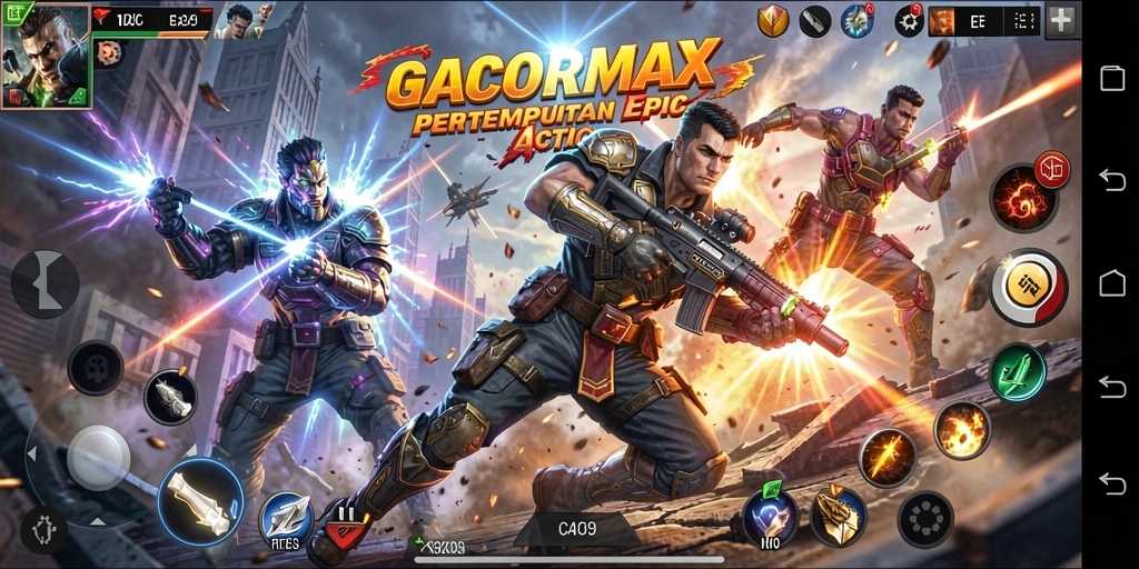 Tampilan gameplay GACORMAX yang penuh aksi dan strategi.