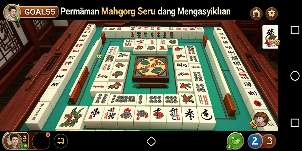 Tangkapan layar gameplay GOAL55 menampilkan antarmuka Mahjong yang menarik.