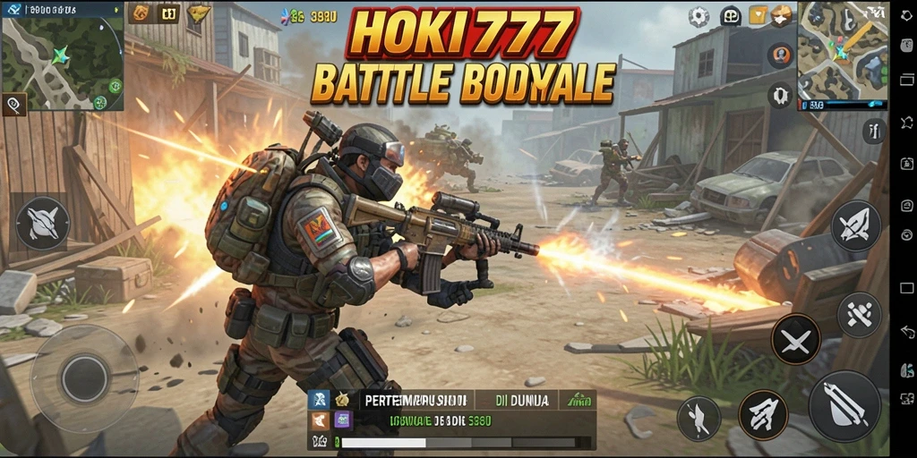 Screenshot gameplay HOKI777 dengan aksi pertempuran yang intens.