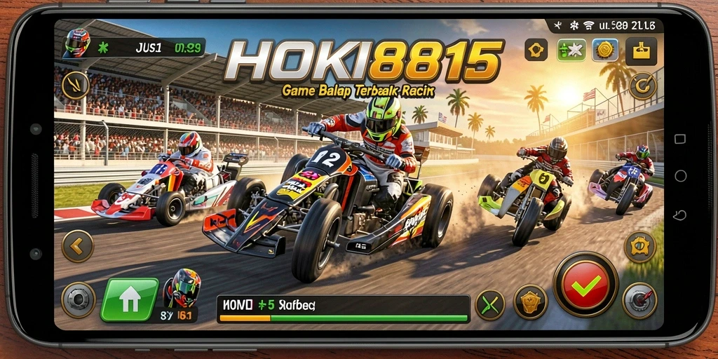 Gameplay <strong>HOKI8815</strong> saat balapan di trek menantang dengan grafik realistis.