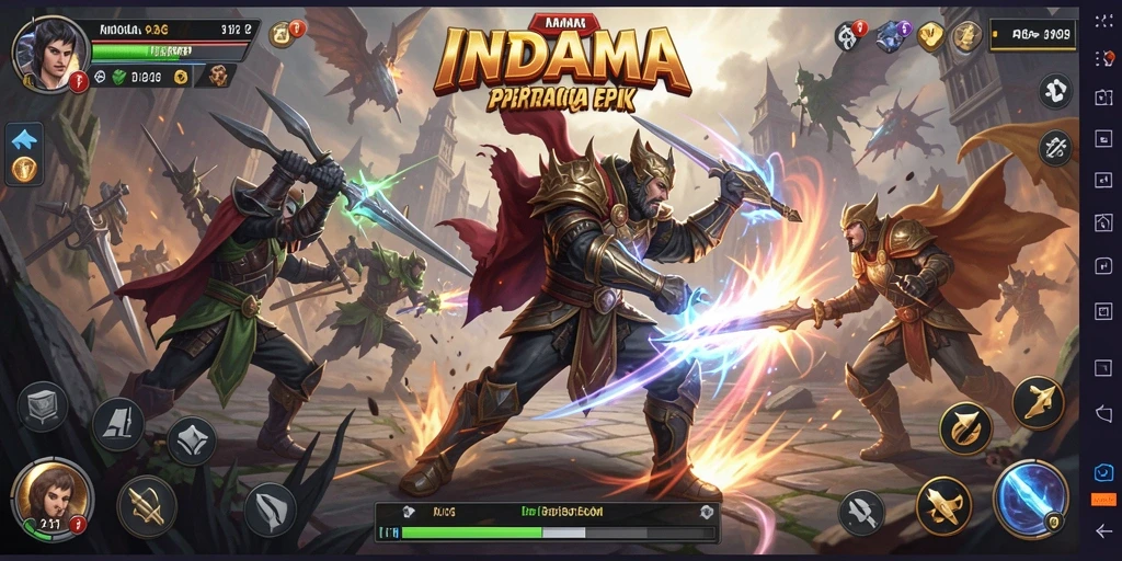 Screenshot gameplay INDAAA dengan pertarungan seru dan karakter unik.
