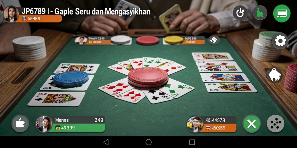 Tampilan gameplay seru di aplikasi JP6789 yang menampilkan permainan Gaple.