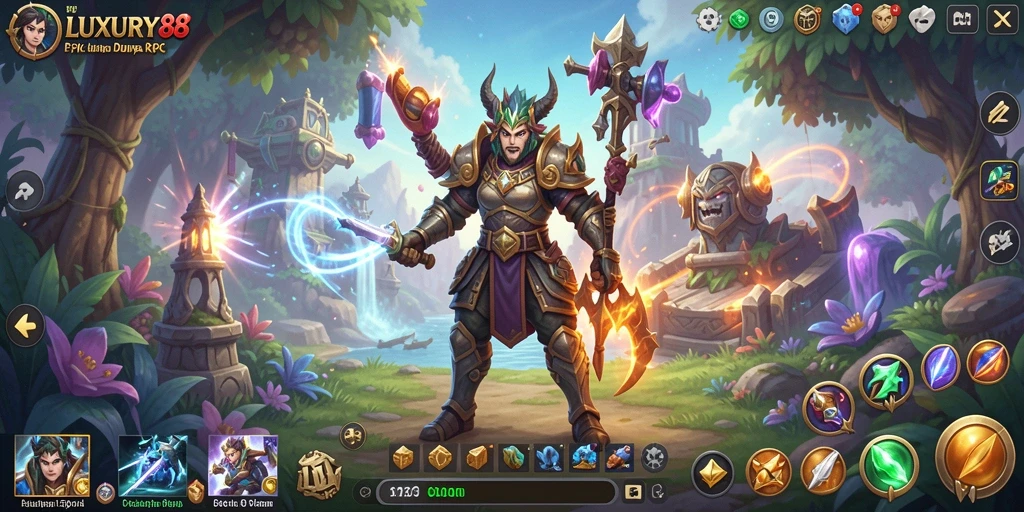 Tangkapan layar LUXURY88 menampilkan pertempuran epik dan karakter RPG yang menawan.