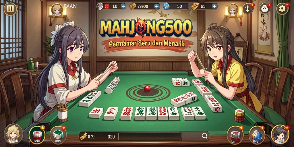 Tampilan gameplay seru dan karakter Anime yang memikat di MAHJONG500.