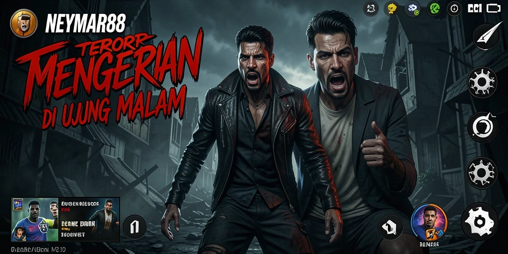 Screenshot gameplay dari NEYMAR88 yang menampilkan suasana horror menakutkan.