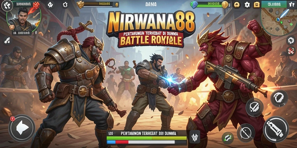 Screenshot gameplay NIRWANA88 yang menampilkan aksi Battle Royale yang intens.