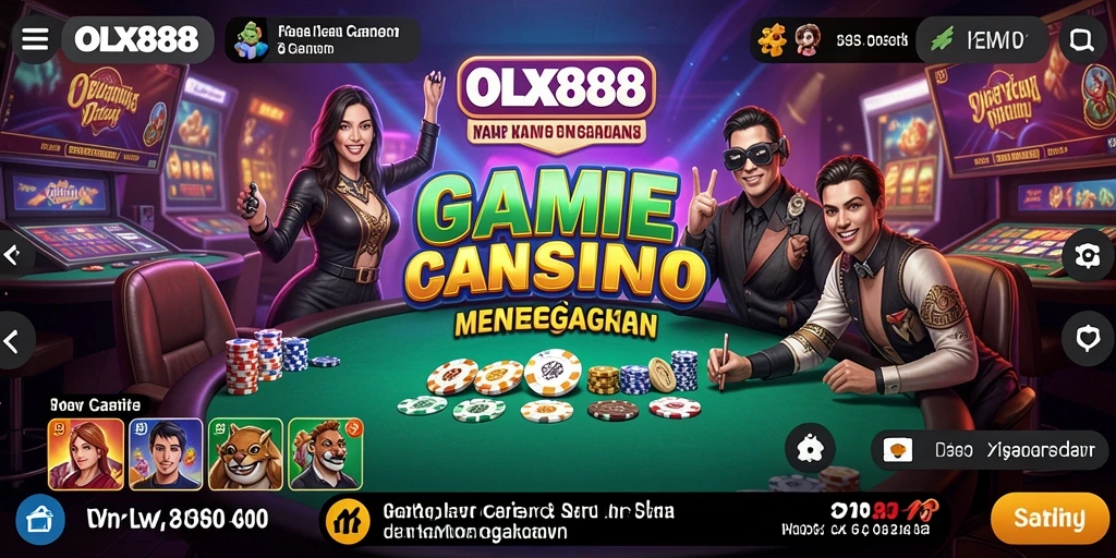 Screenshot gameplay OLX888 dengan dealer langsung dan suasana kasino.