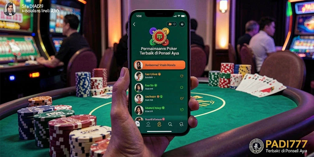Screenshot dari gameplay PADI777 yang menunjukkan momen ketegangan di meja poker.