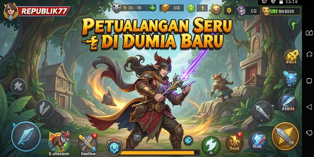 Tampilan gameplay seru dari REPUBLIK77 yang penuh petualangan.