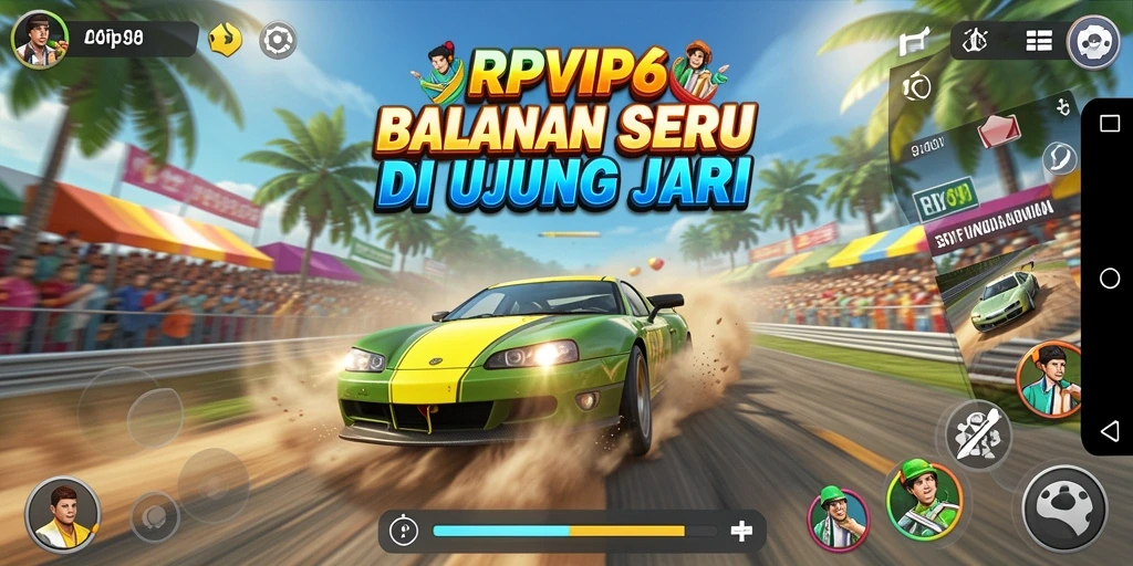 Tampilan gameplay RPVIP6 yang penuh aksi saat balapan.