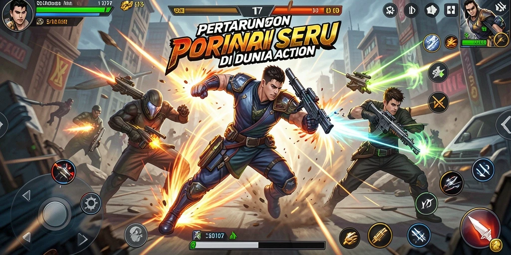 Tangkapan layar SD107 menunjukkan aksi pertarungan intens.