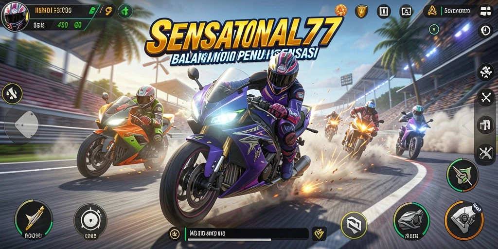 Gameplay balapan motor yang mendebarkan dan penuh aksi.
